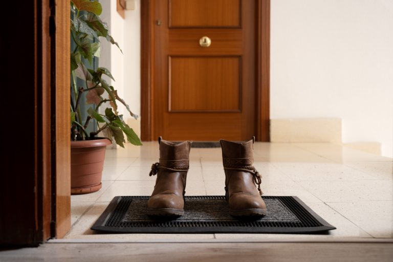 des bottes sur un paillasson